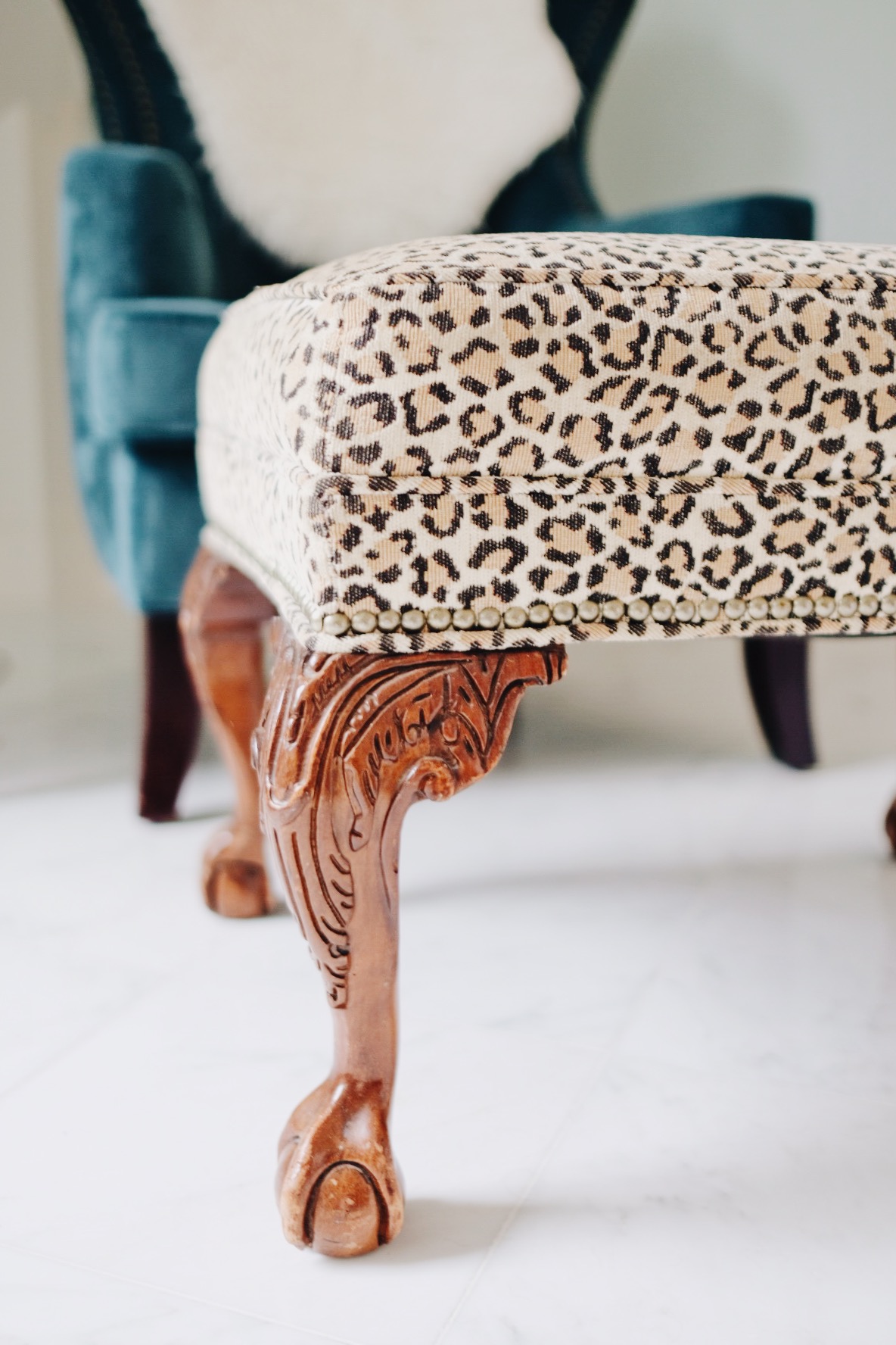 Leopard print ottoman | Miss Madeline Rose
