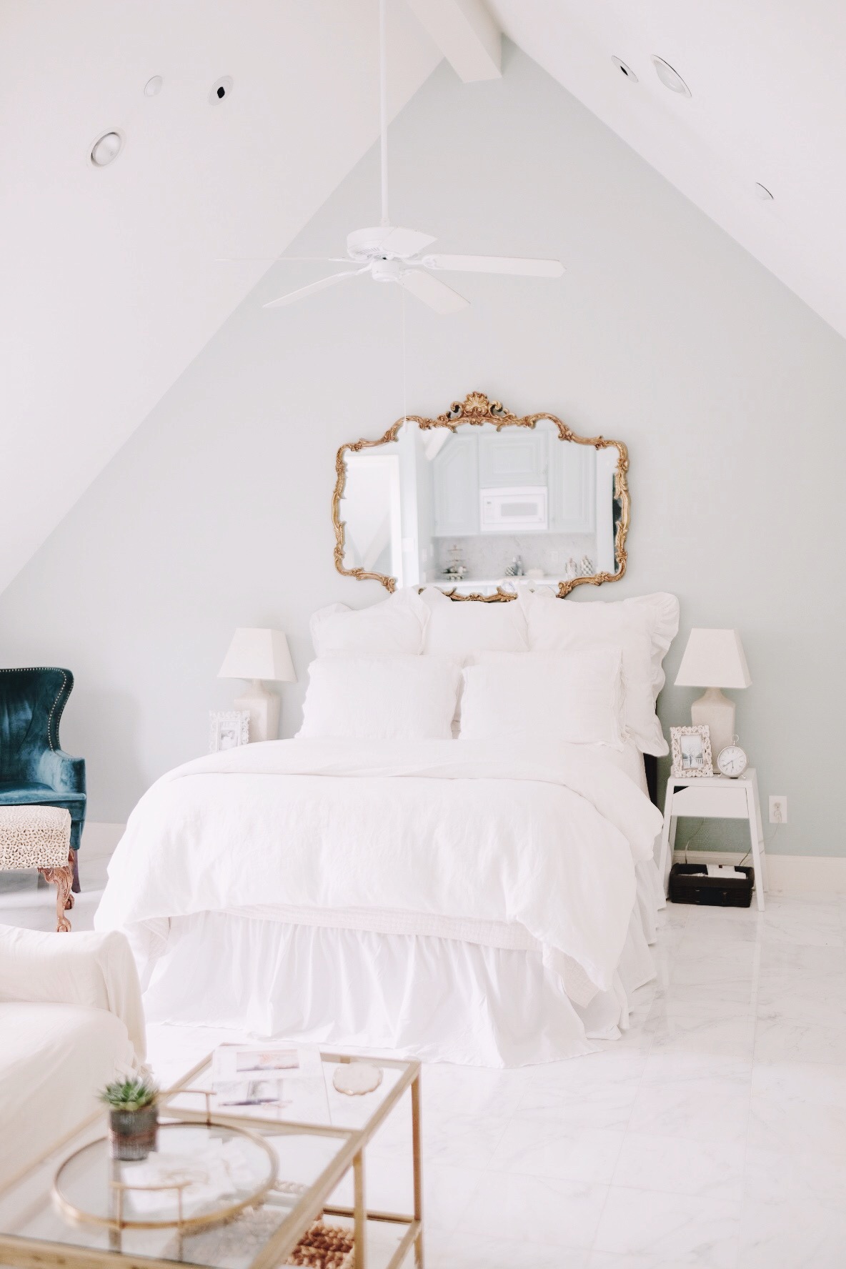 All white bedding | Miss Madeline Rose