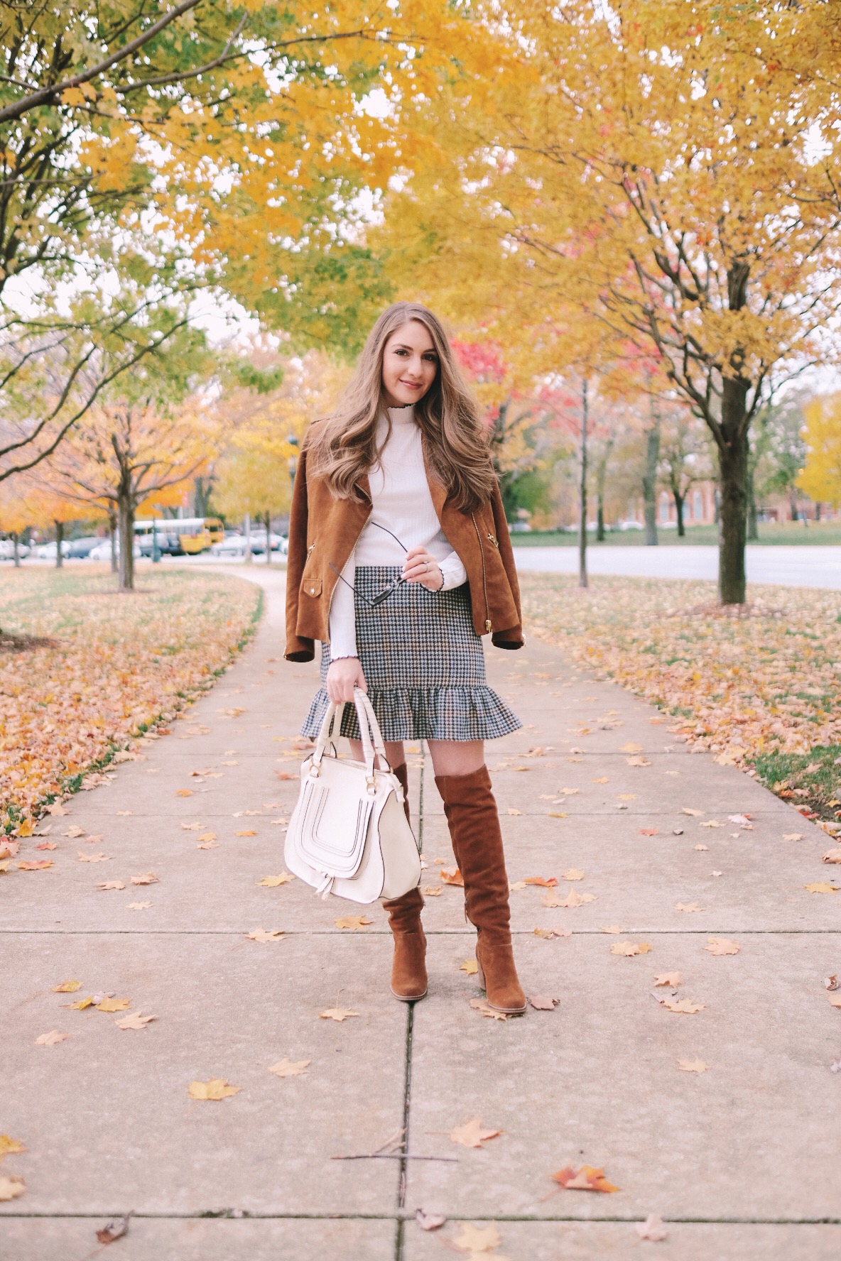 Plaid skirt and over the knee boots | Miss Madeline Rose